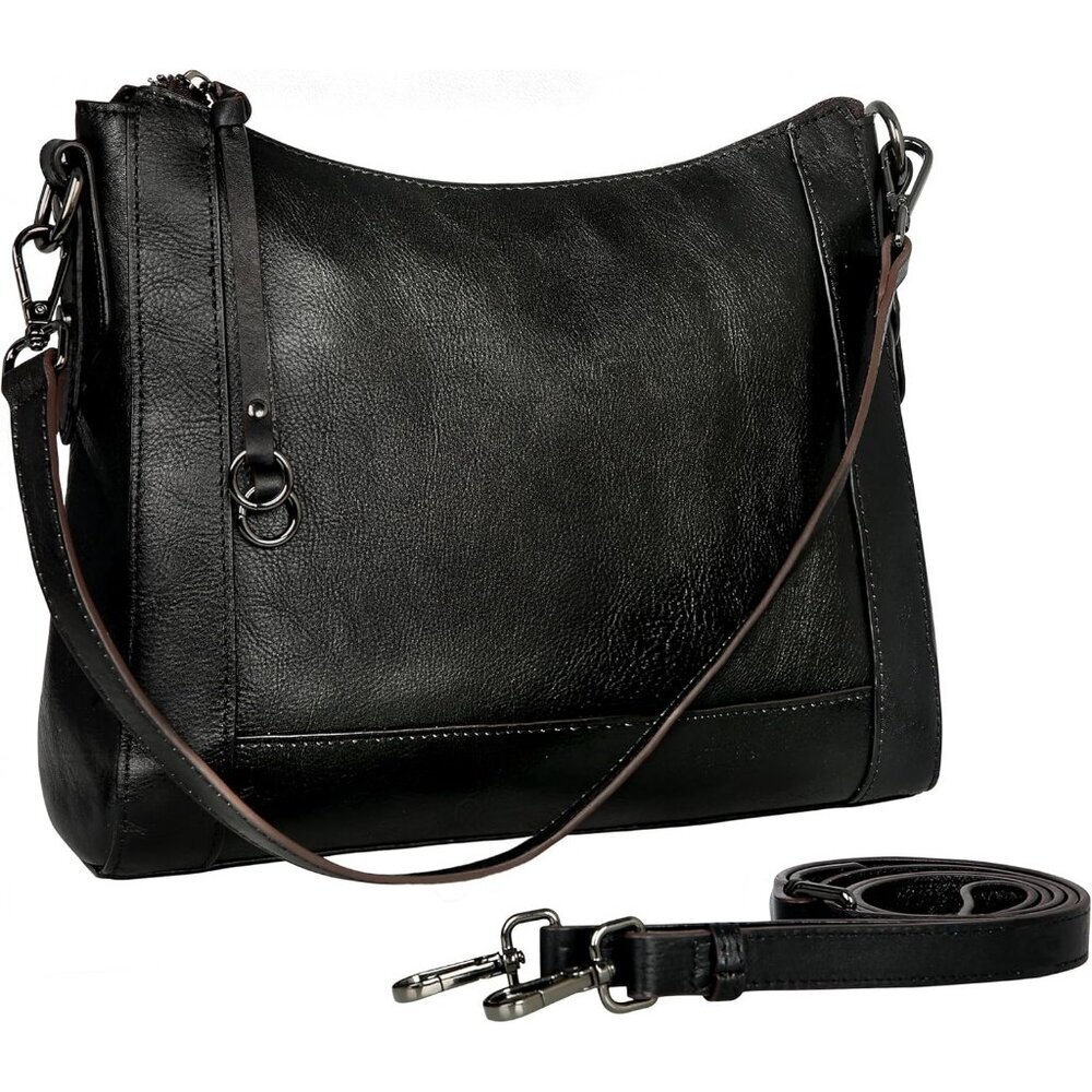 Women Black Genuine leather Imported Purses Handbag Crossbody Bags